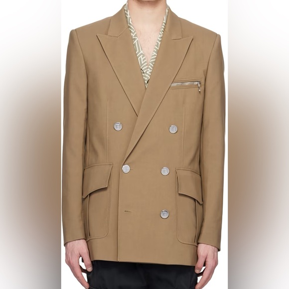 BALMAIN Taupe Double-Breasted Blazer  Size Large/52 NWT - Picture 4 of 17